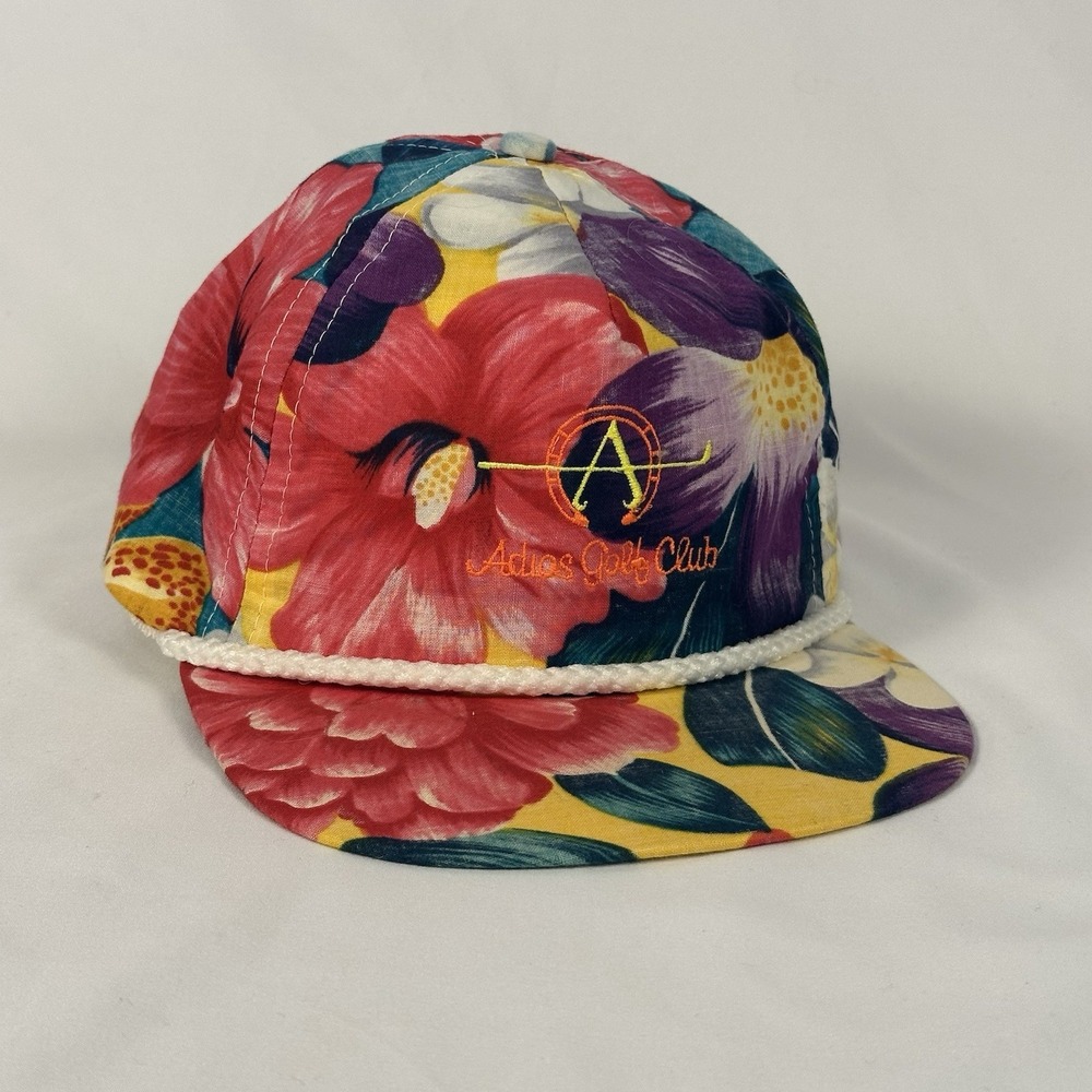 Vintage Adios Golf Club Rope Hat Imperial Headwear Floral Cap USA Union Made